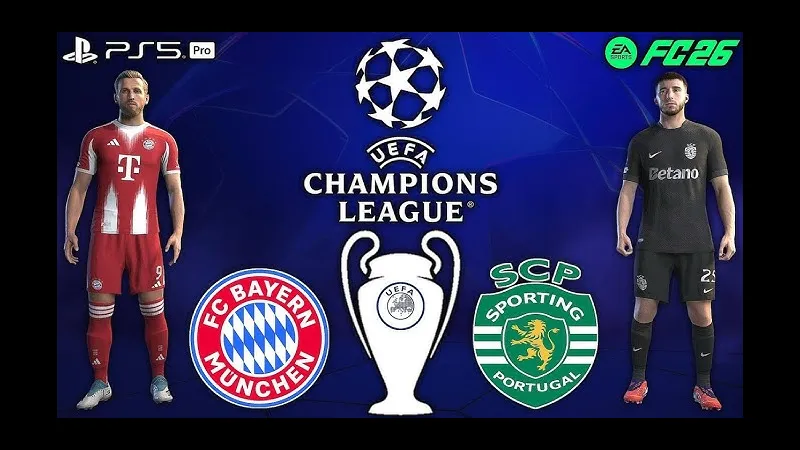 Cầu thủ Bayern Munich vượt qua hậu vệ Sporting CP bằng kỹ thuật cá nhân tinh tế. Cầu thủ Bayern Munich vượt qua hậu vệ Sporting CP bằng kỹ thuật cá nhân tinh tế.